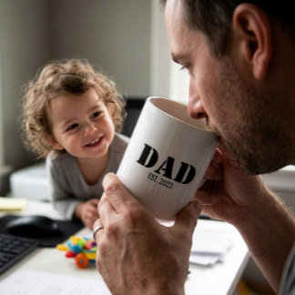 Dad Established Simple Bold Black Font Coffee Mug