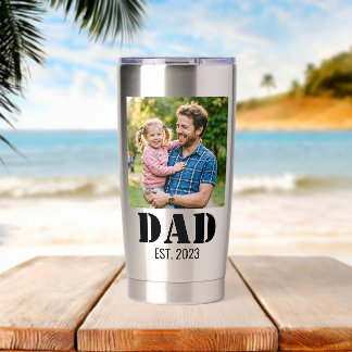 Dad Established Simple Bold Black Font Insulated Tumbler
