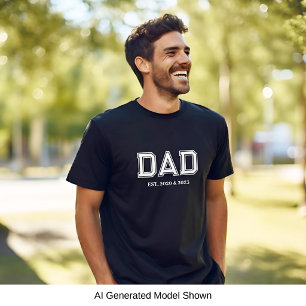 Dad Established Simple Modern Typography Black T-Shirt