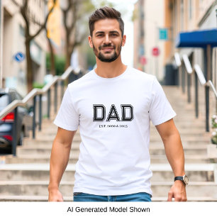 Dad Established Simple Modern Typography White T-Shirt