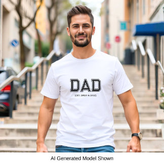 Dad Established Simple Modern Typography White T-Shirt
