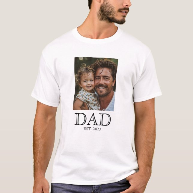 Dad Established Text Photo Personalized T-Shirt (Front)