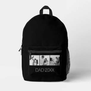 Dad Established Three Photo Backpack Modern Script