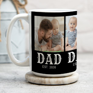 Dad Established Typography Black 3 Photo Coffee Mug