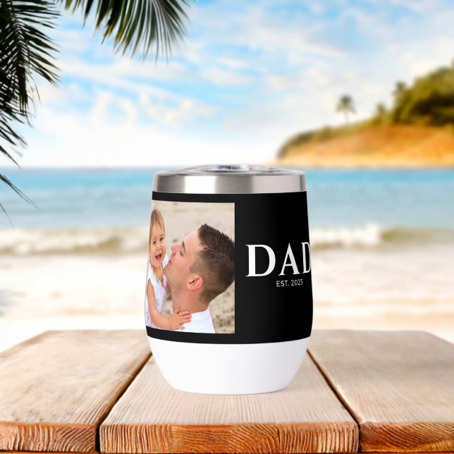 Dad Established Typography Black Photo (Beach (Rotated))