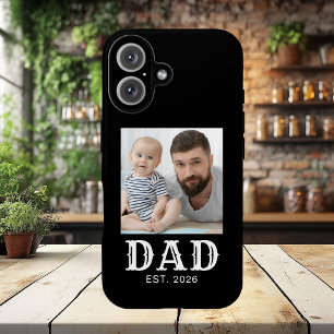Dad Established Typography Photo Black iPhone 16 Case