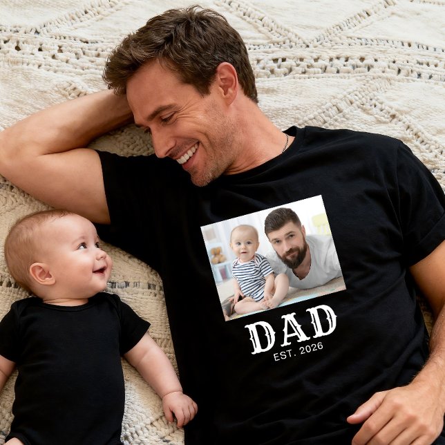 Dad Established Typography Photo T-Shirt (Creator Uploaded)