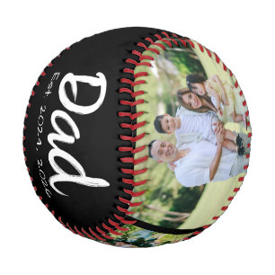 Dad Established white script Black 3 Photo Baseball