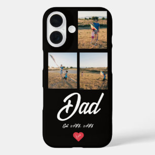 Dad Established White Script Red Heart 3 Photo  iPhone 16 Case
