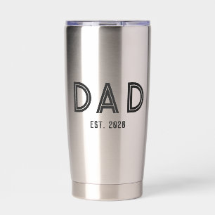 Dad Established Year Black Modern Typography Insulated Tumbler