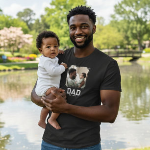 Dad Established Year Bold White Black Photo T-Shirt