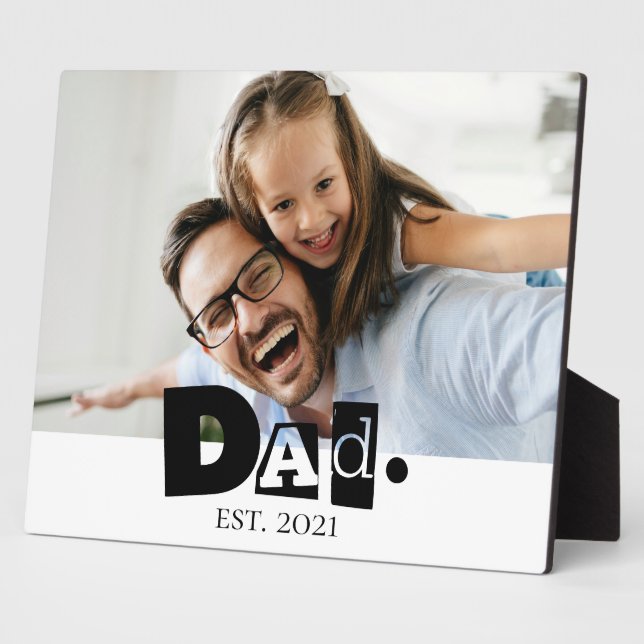 Dad Established Year Custom Photo Daddy Gift Plaque (Side)