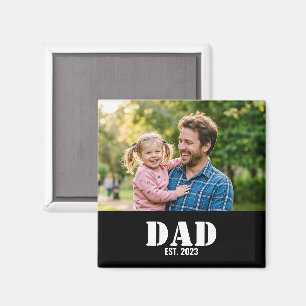 Dad Established Year Photo Memory Keepsake Magnet