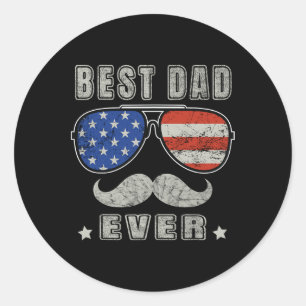 Dad Ever American Us Flag Fathers Day 4th Of July  Classic Round Sticker