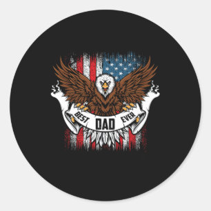 Dad Ever Eagle With Us American Flag Fathers Day Classic Round Sticker