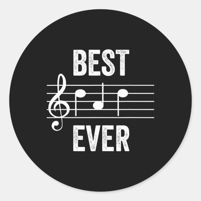 Dad Ever Music Notes Funny Fathers Day Gift  Classic Round Sticker (Front)