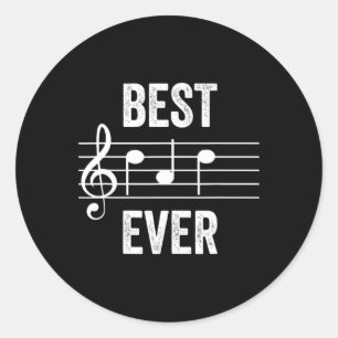 Dad Ever Music Notes Funny Fathers Day Gift Classic Round Sticker