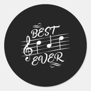 Dad Ever Music Notes Musician Fathers Day  Classic Round Sticker