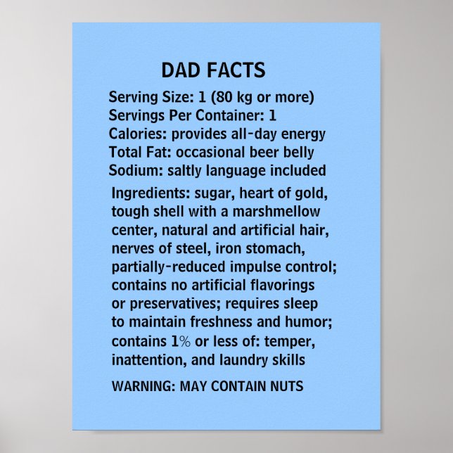 DAD FACTS - a humorous Father's Day Poster (Front)
