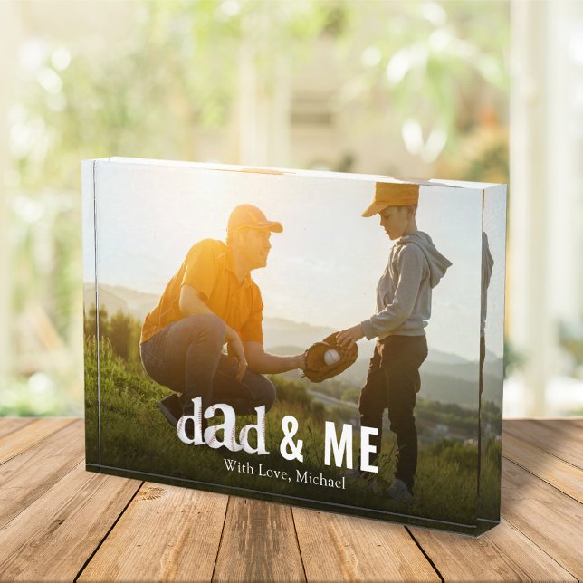 Dad Family Photo Custom Typography Baseball Block (Creator Uploaded)