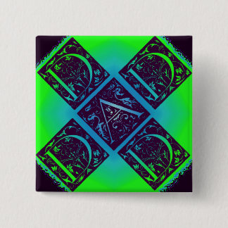 Dad Fancy Text Green Blue Background 15 Cm Square Badge