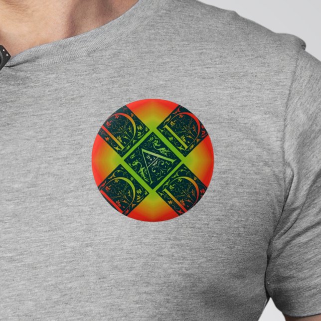 Dad Fancy Typography Pattern Black & Orange 6 Cm Round Badge (Dad Fancy Text Orange and Yellow Button)