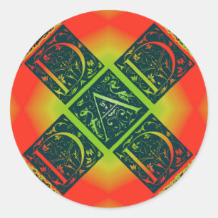 Dad Fancy Typography Pattern Black & Orange Classic Round Sticker