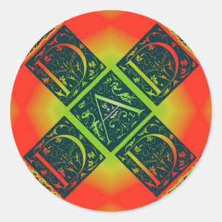 Dad Fancy Typography Pattern Black & Orange Classic Round Sticker