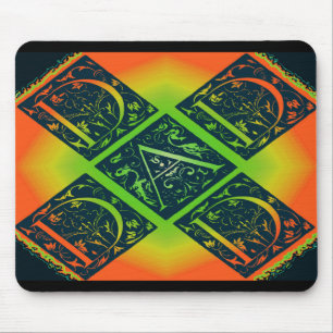 Dad Fancy Typography Pattern Black & Orange Mouse Mat