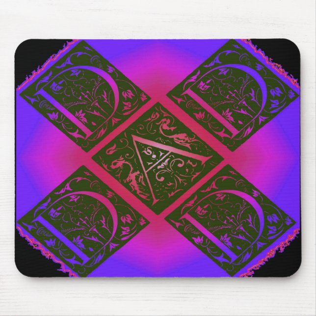 Dad Fancy Typography Pattern Black & Purple Mouse Mat (Front)