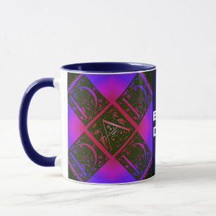 Dad Fancy Typography Pattern Black & Purple Mug