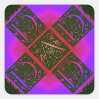 Dad Fancy Typography Pattern Black & Purple Square Sticker