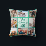 Dad fantastic at 40 custom birthday photo collage  cushion<br><div class="desc">👉 Put a smile on a face with this awesome 40th birthday Dad photo collage throw pillow! - Simply click to personalise this design 🔥 My promises - This design is unique and is designed with you in mind 🙏 Thank you for supporting my small business - If you would...</div>