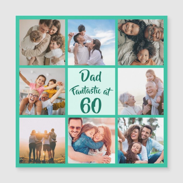 Dad fantastic at 60 birthday photo magnetic card (Front)