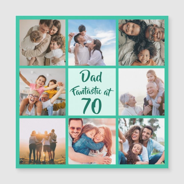 Dad fantastic at 70 birthday photo magnetic card (Front)