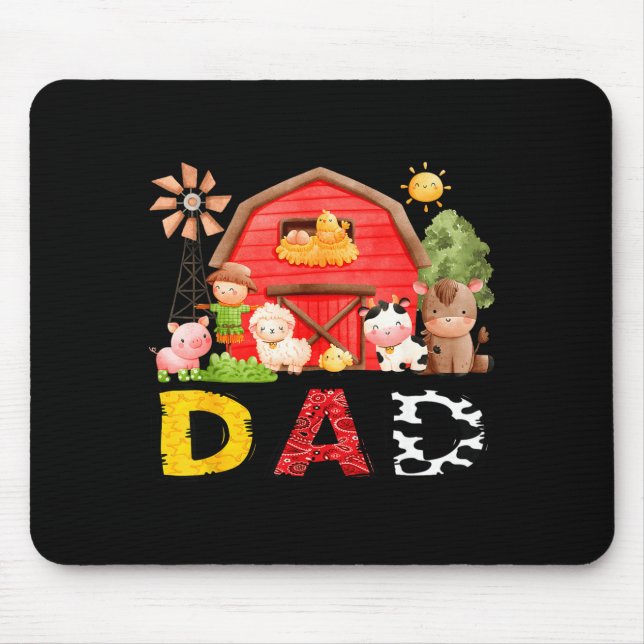 Dad Farm Cow Birthday Boy Matching Family Matching Mouse Mat (Front)