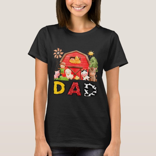 Dad Farm Cow Birthday Boy Matching Family Matching T-Shirt (Front)