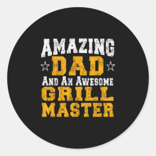 Dad Father Barbecue Shirt Bbq Grill Master Pit Bos Classic Round Sticker
