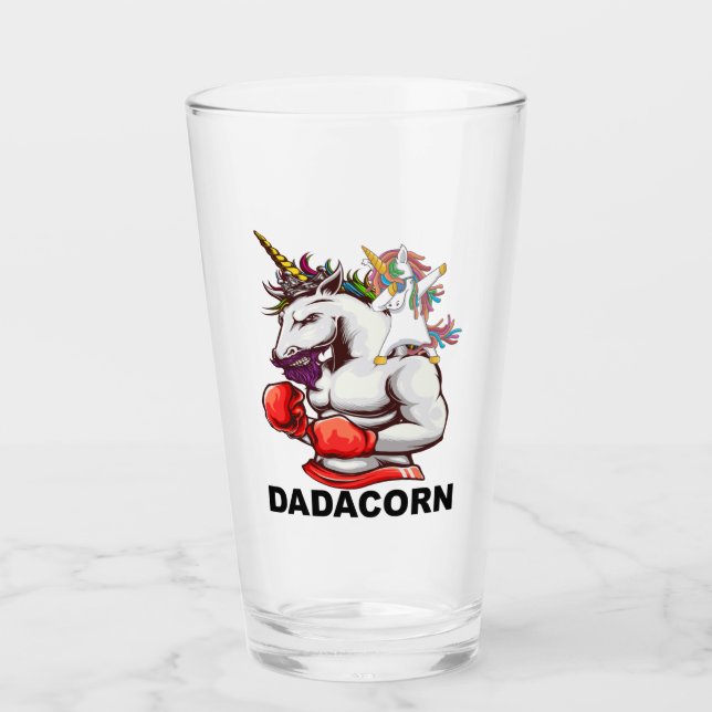 Dad Father Dadacorn Unicorn Birthday Drinking Glass (Front)