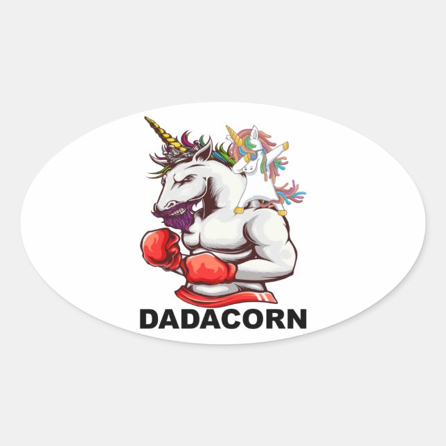 Dad Father Dadacorn Unicorn Birthday Oval Sticker (Front)