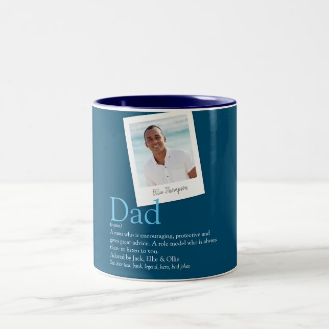 Dad Father Daddy Definition Photo Blue Two-Tone Coffee Mug (Center)