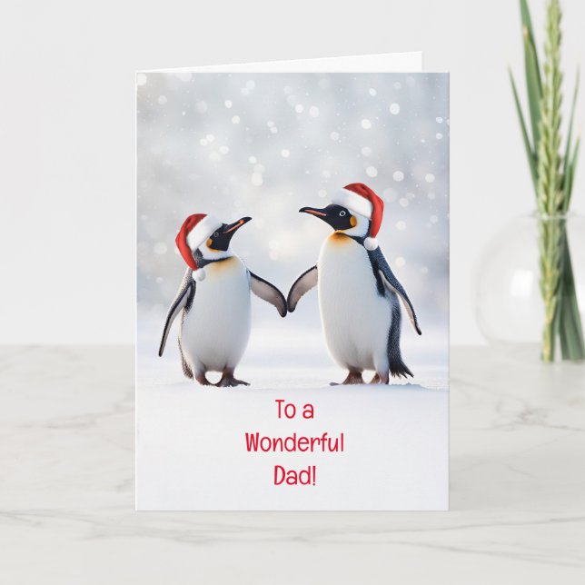 Dad Father Happy Holidays Xmas with Cute Penguins Card (Front)