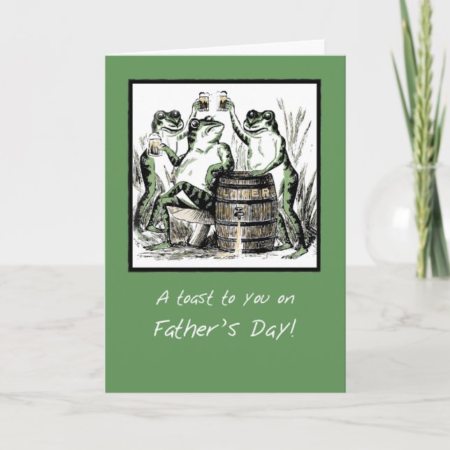 Dad, Father’s Day Funny Frogs Toasting with Beer Card (Front)