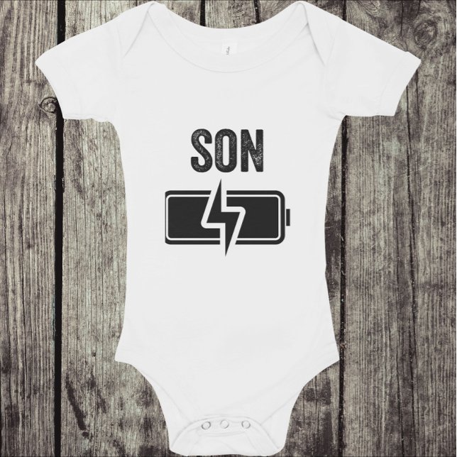 Dad Father Son  matching shirt battery funny (Creator Uploaded)
