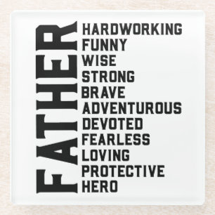 Dad Father's day gift.  Daddy birthday present.  F Glass Coaster