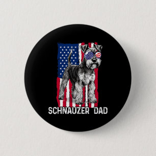 Dad Fathers Day Gift Mini Schnauzer Usa Flag 4th O 6 Cm Round Badge
