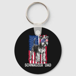 Dad Fathers Day Gift Mini Schnauzer Usa Flag 4th O Key Ring