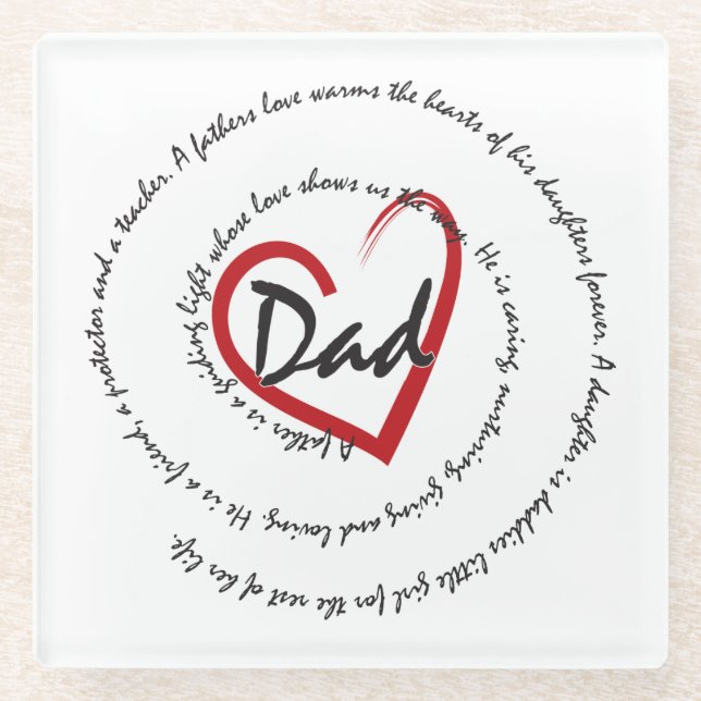 Dad - Fathers Day Glass Coaster (Front)