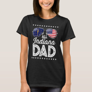 Dad Father's Day Indiana 4th Of July Usa Flag T-Shirt