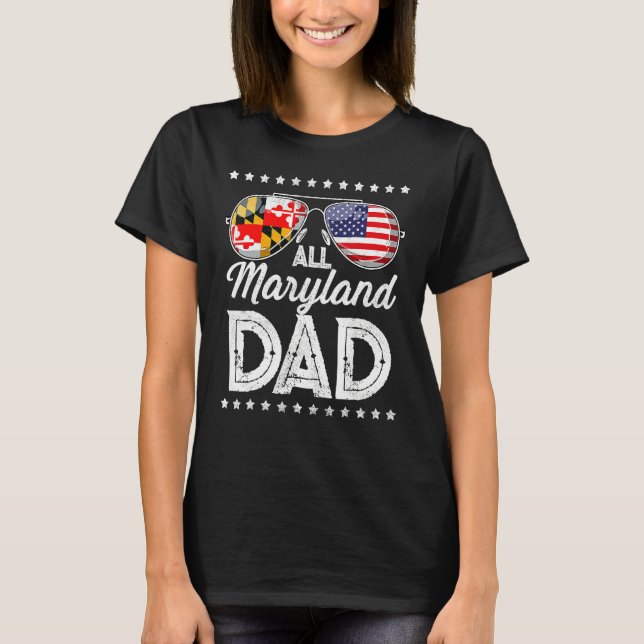 Dad Father's Day Maryland 4th Of July Usa Flag T-Shirt (Front)
